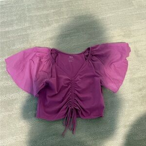Anthropologie Purple Ruched Blouse